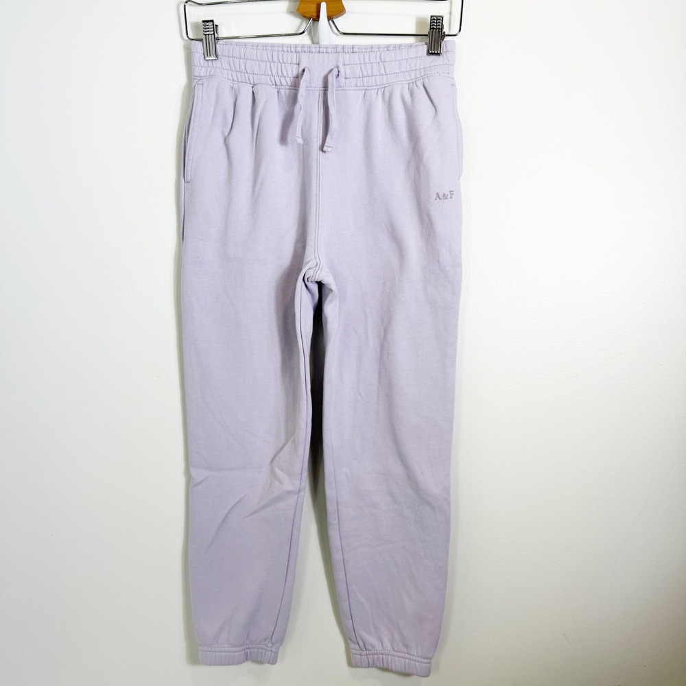 Abercrombie Kids Sweatpants Girls 11/12 Purple A&F Essentials Fleece Joggers